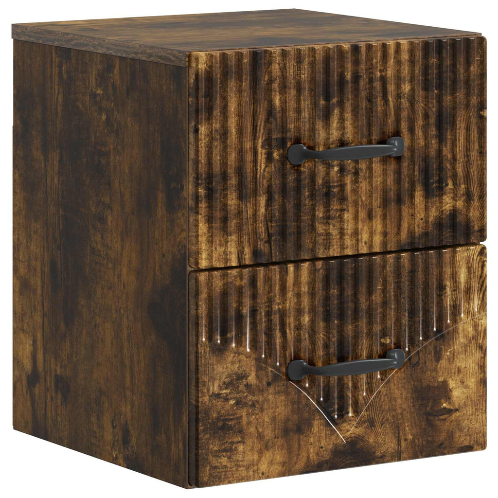 Wandmontierter Nachttisch 2 pcs Geräucherte Eiche Holzwerkstoff