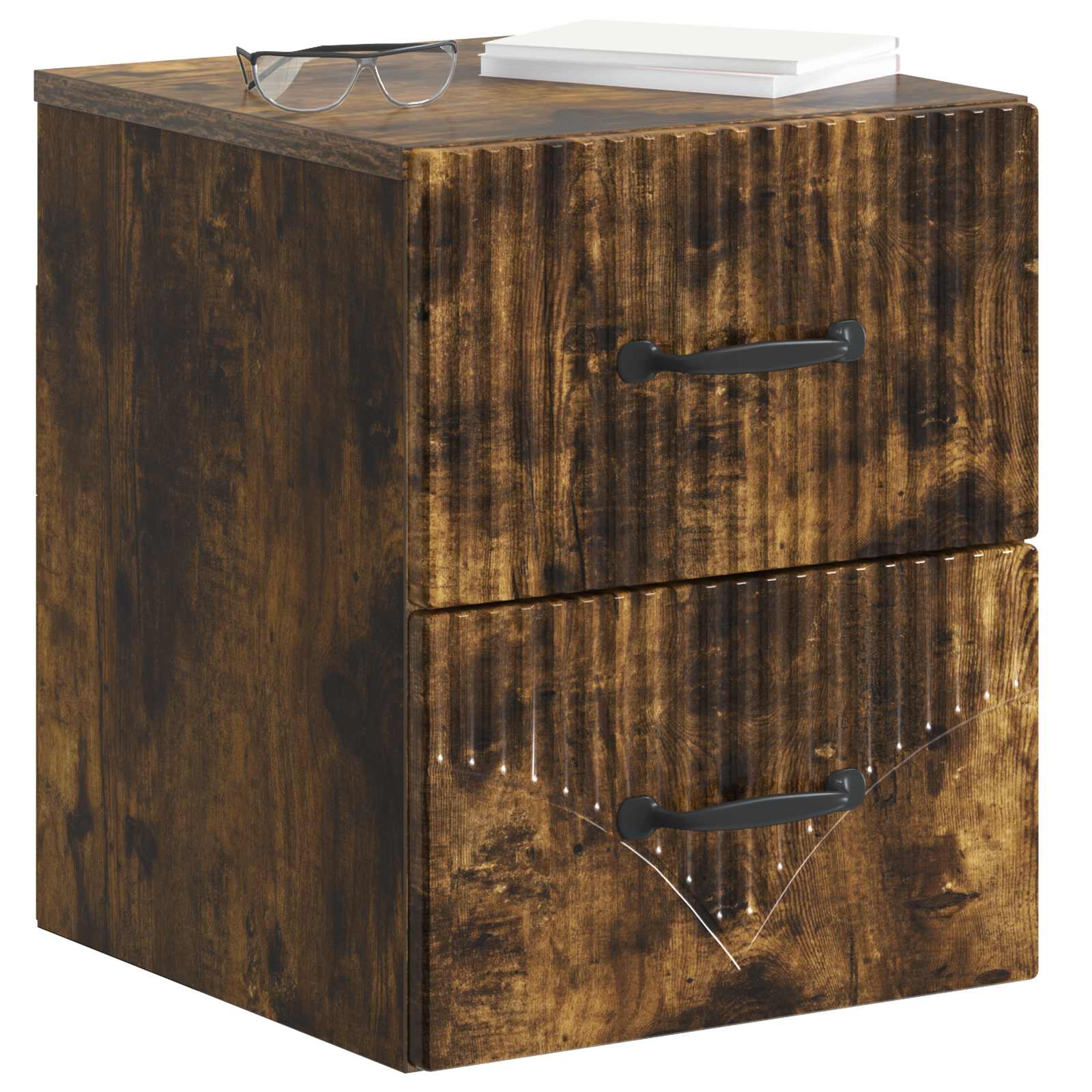 Wandmontierter Nachttisch 2 pcs Geräucherte Eiche Holzwerkstoff