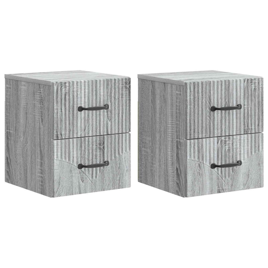 Wandmontierter Nachttisch 2 pcs Graues Sonoma 34,5 x 33 x 40 cm