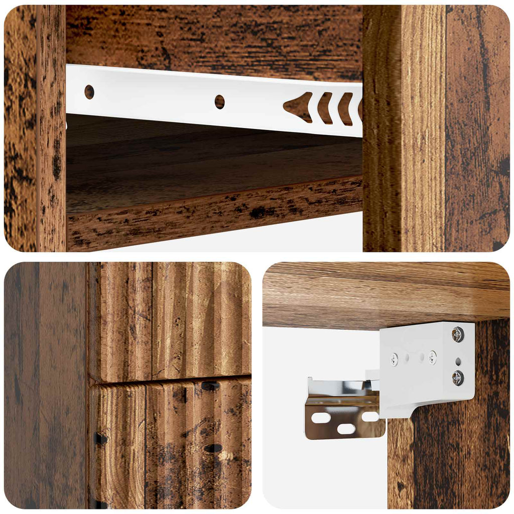 Wandmontierter Nachttisch Altholz 34,5 x 33 x 40 cm