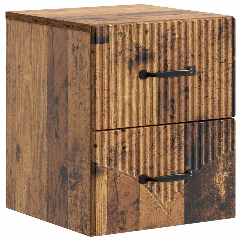Wandmontierter Nachttisch Altholz 34,5 x 33 x 40 cm
