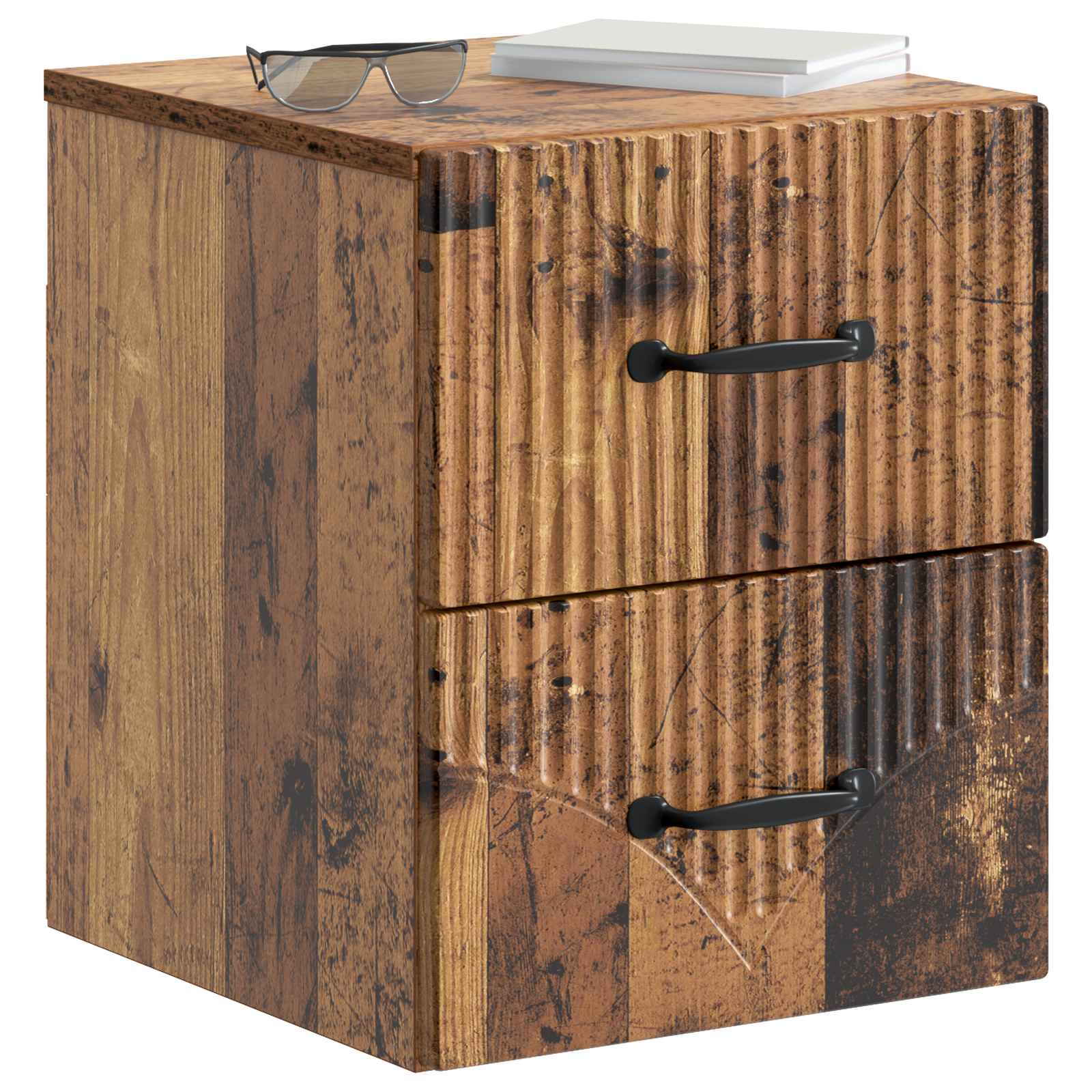 Wandmontierter Nachttisch Altholz 34,5 x 33 x 40 cm
