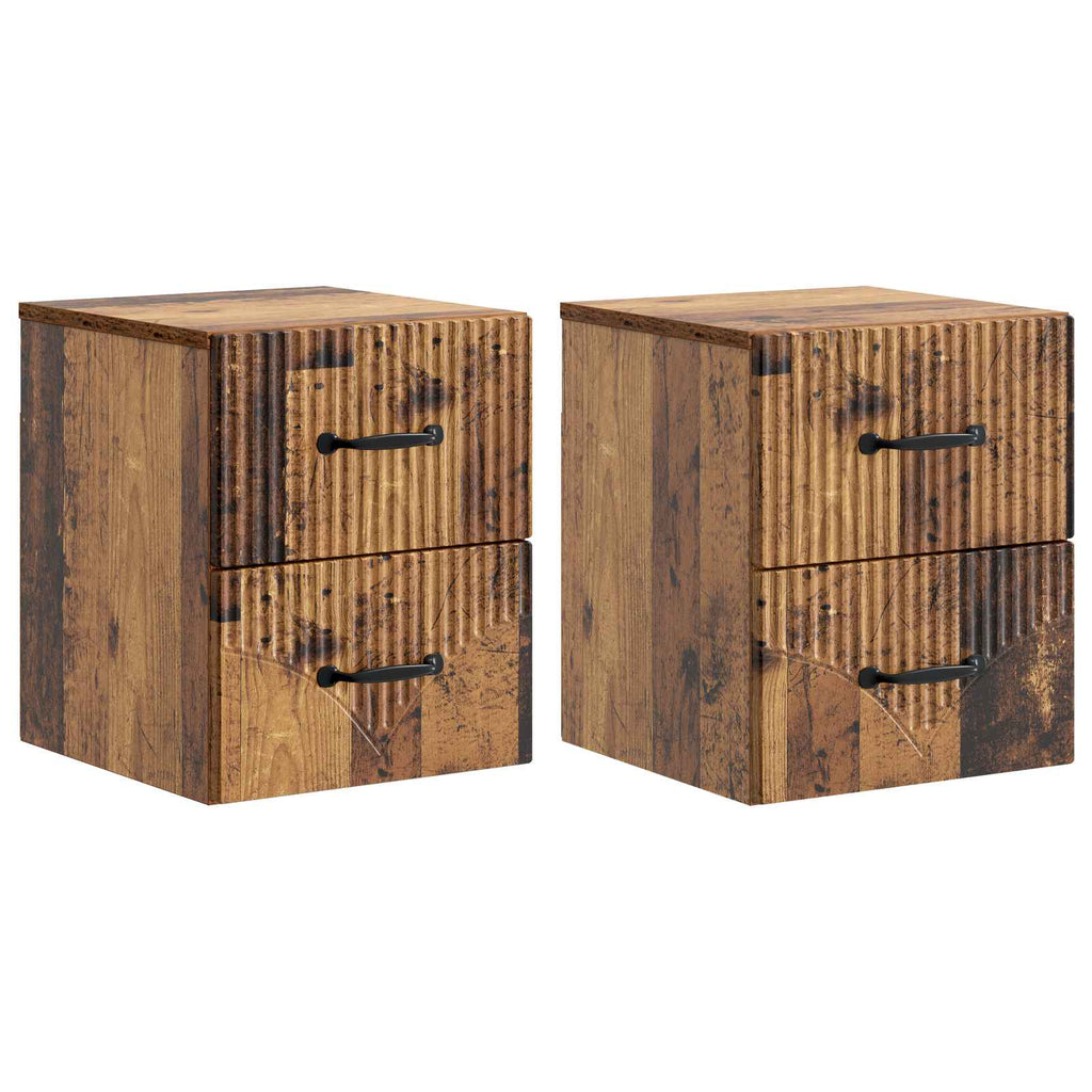 Wandmontierter Nachttisch 2 pcs Altholz 34,5 x 33 x 40 cm