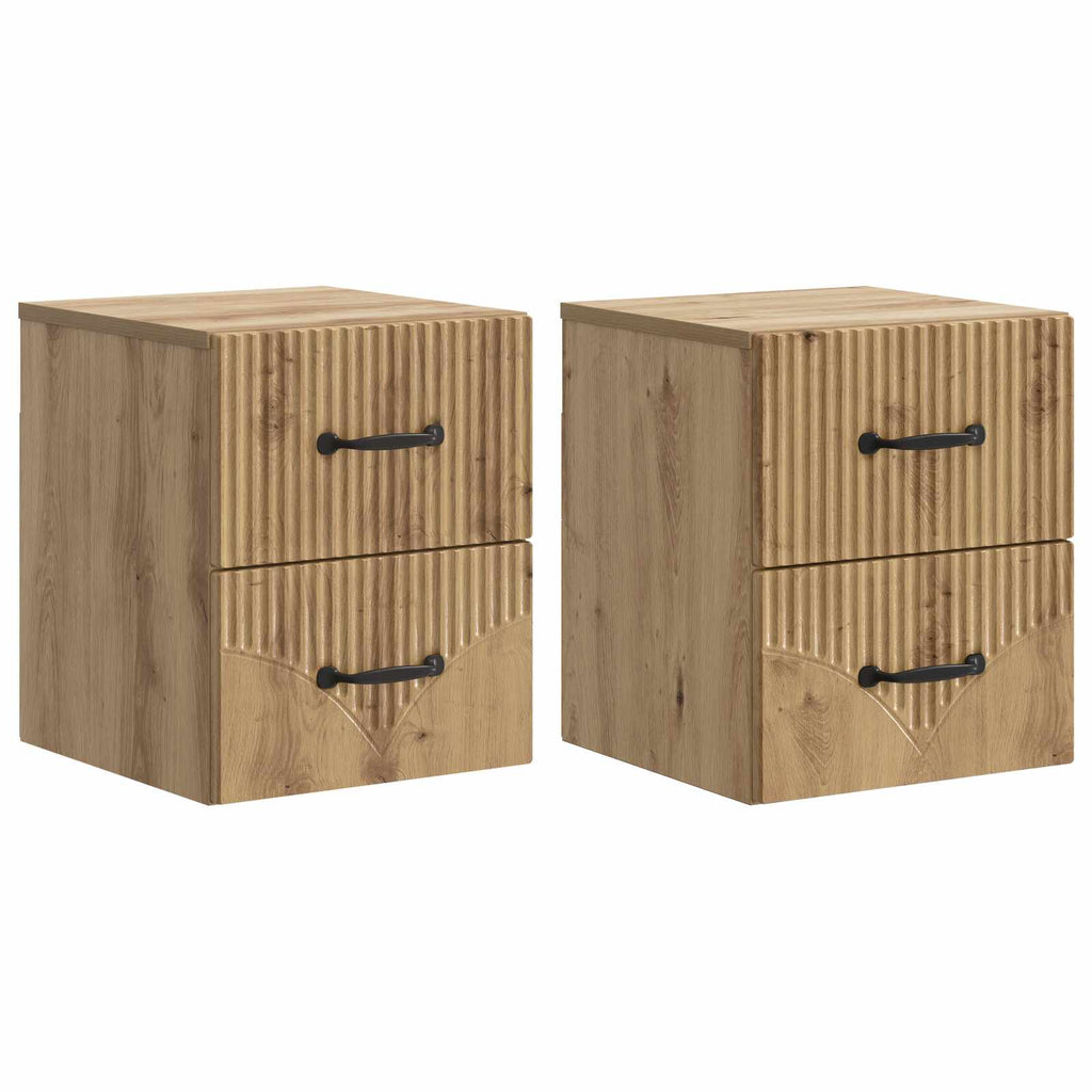 Wandmontierter Nachttisch 2 pcs Artisan-Eiche 34,5 x 33 x 40 cm