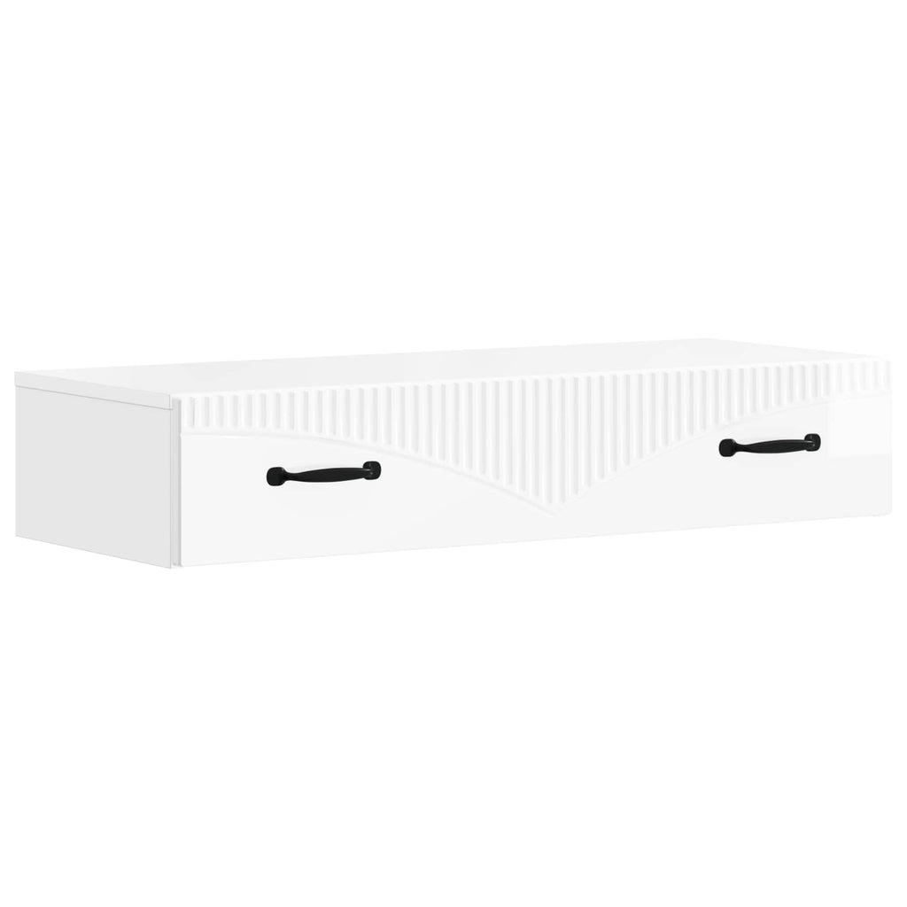 Wandmontierter Beistelltisch Hochglanz Weiß 87,5 x 34,5 x 17 cm