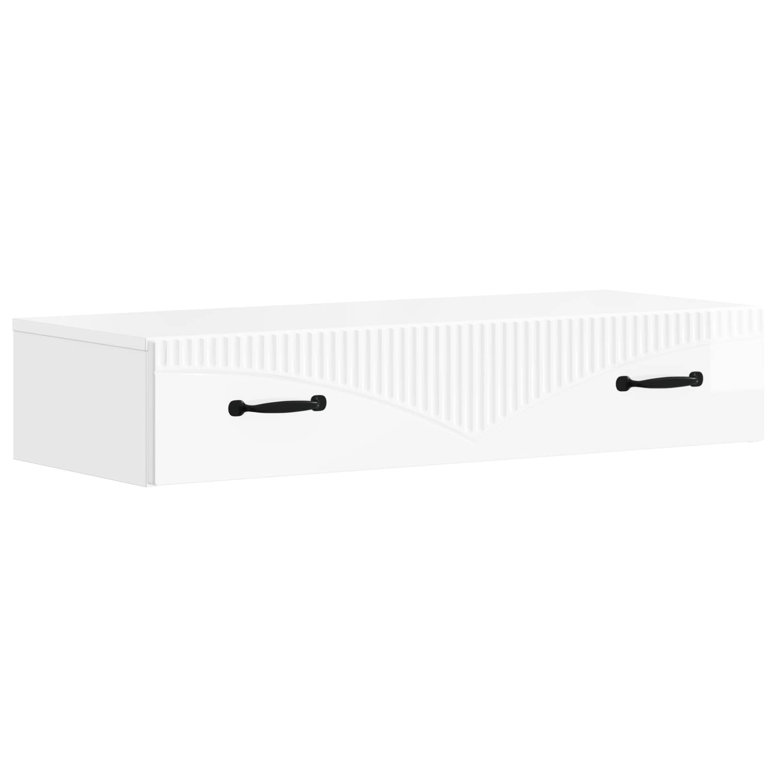 Wandmontierter Beistelltisch Hochglanz Weiß 87,5 x 34,5 x 17 cm