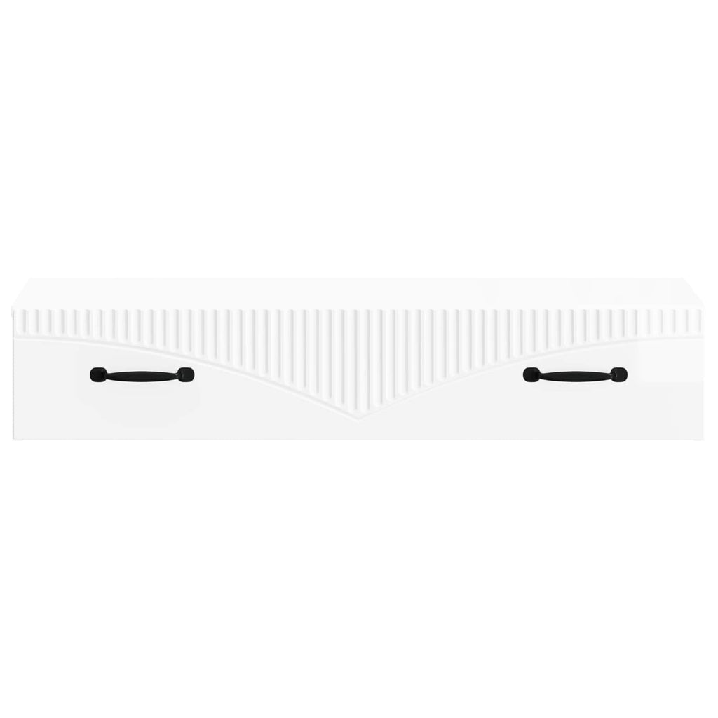 Wandmontierter Beistelltisch Hochglanz Weiß 87,5 x 34,5 x 17 cm