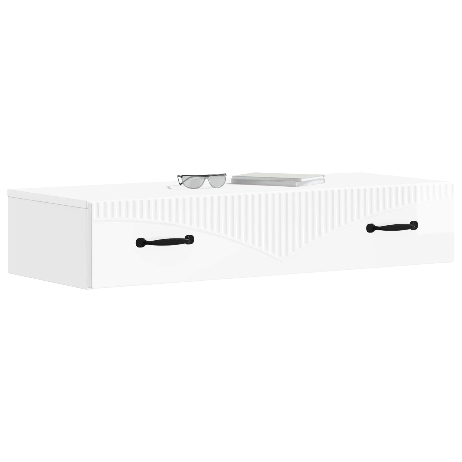 Wandmontierter Beistelltisch Hochglanz Weiß 87,5 x 34,5 x 17 cm