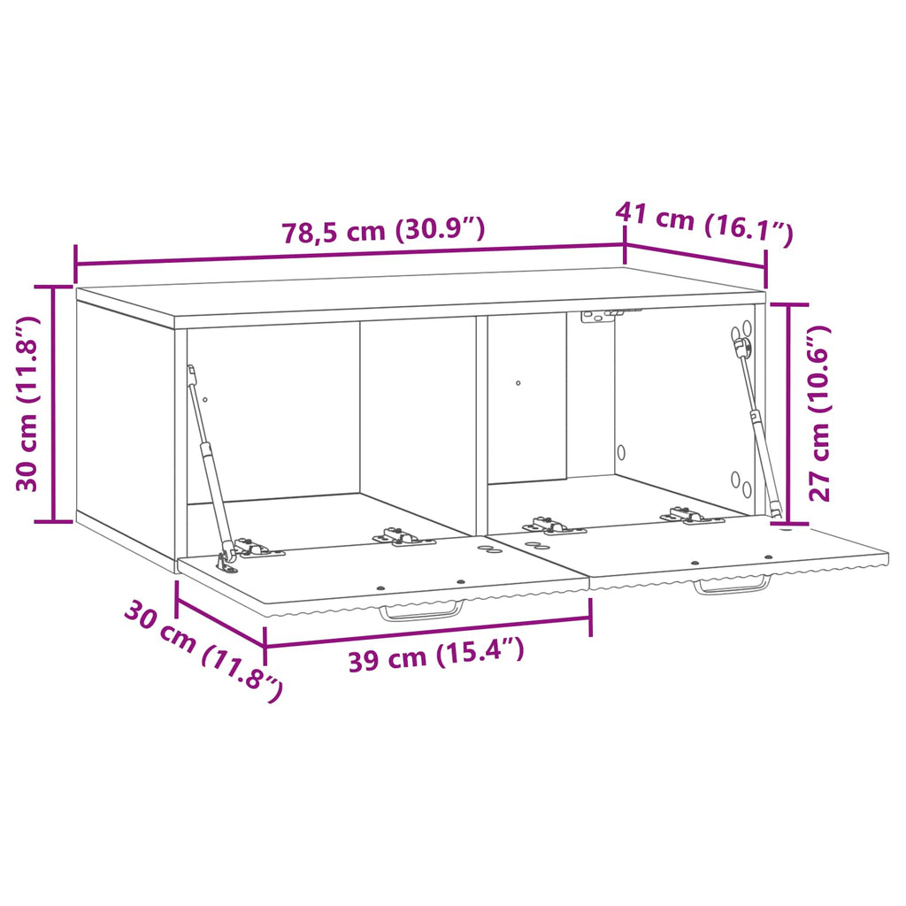Wandmontierter TV-Schrank Weiß 78,5 x 41 x 30 cm Holzwerkstoff