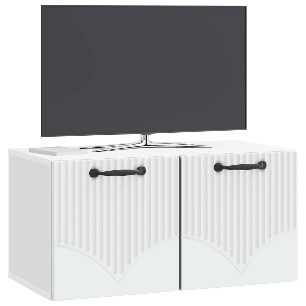Wandmontierter TV-Schrank Weiß 59,5 x 31 x 30 cm Holzwerkstoff
