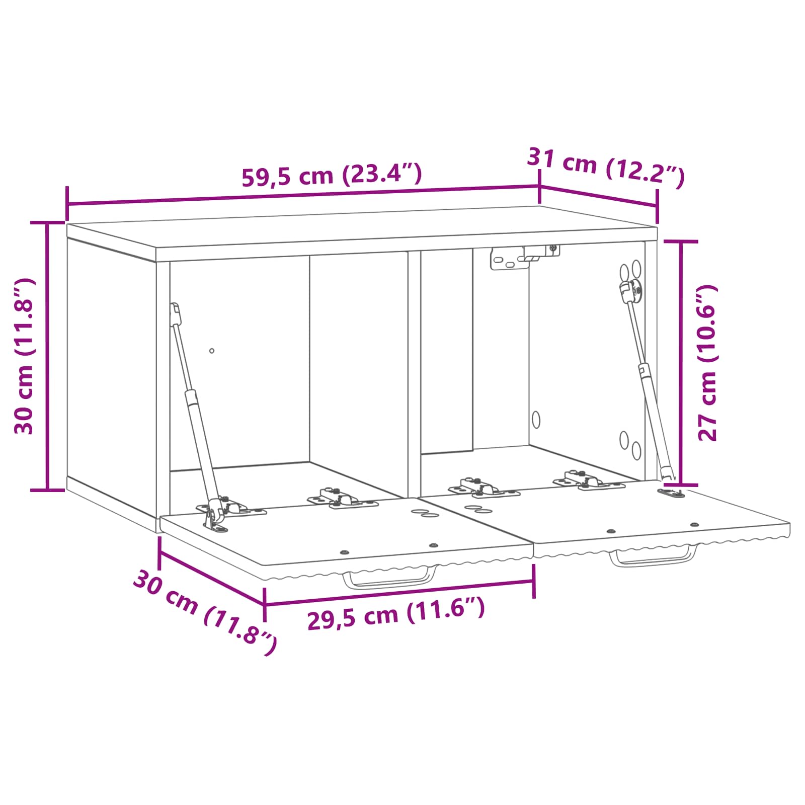 Wandmontierter TV-Schrank Sonoma-Eiche 59,5 x 31 x 30 cm