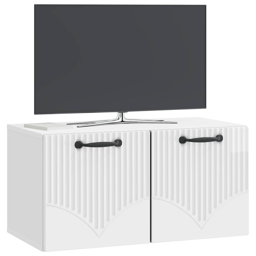 Wandmontierter TV-Schrank Hochglanz Weiß 59,5 x 31 x 30 cm