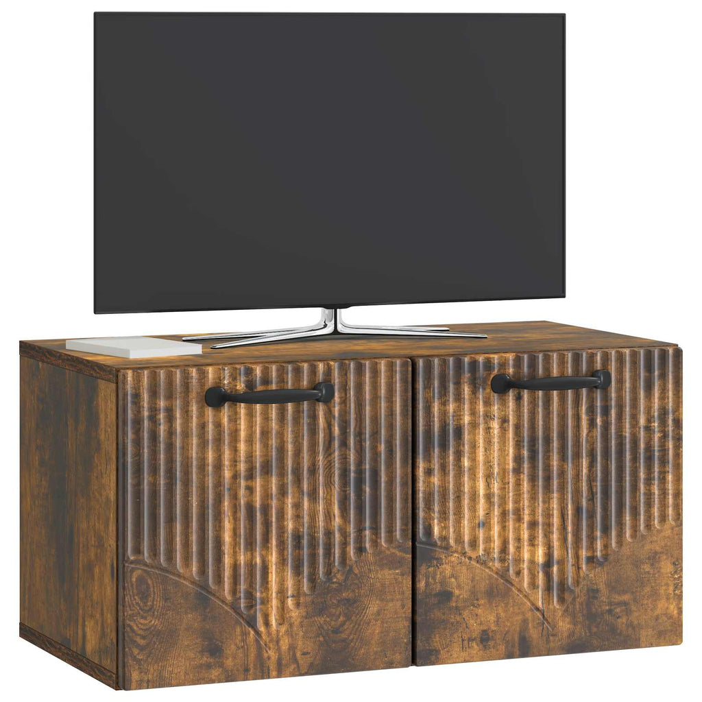 Wandmontierter TV-Schrank Geräucherte Eiche 59,5 x 31 x 30 cm