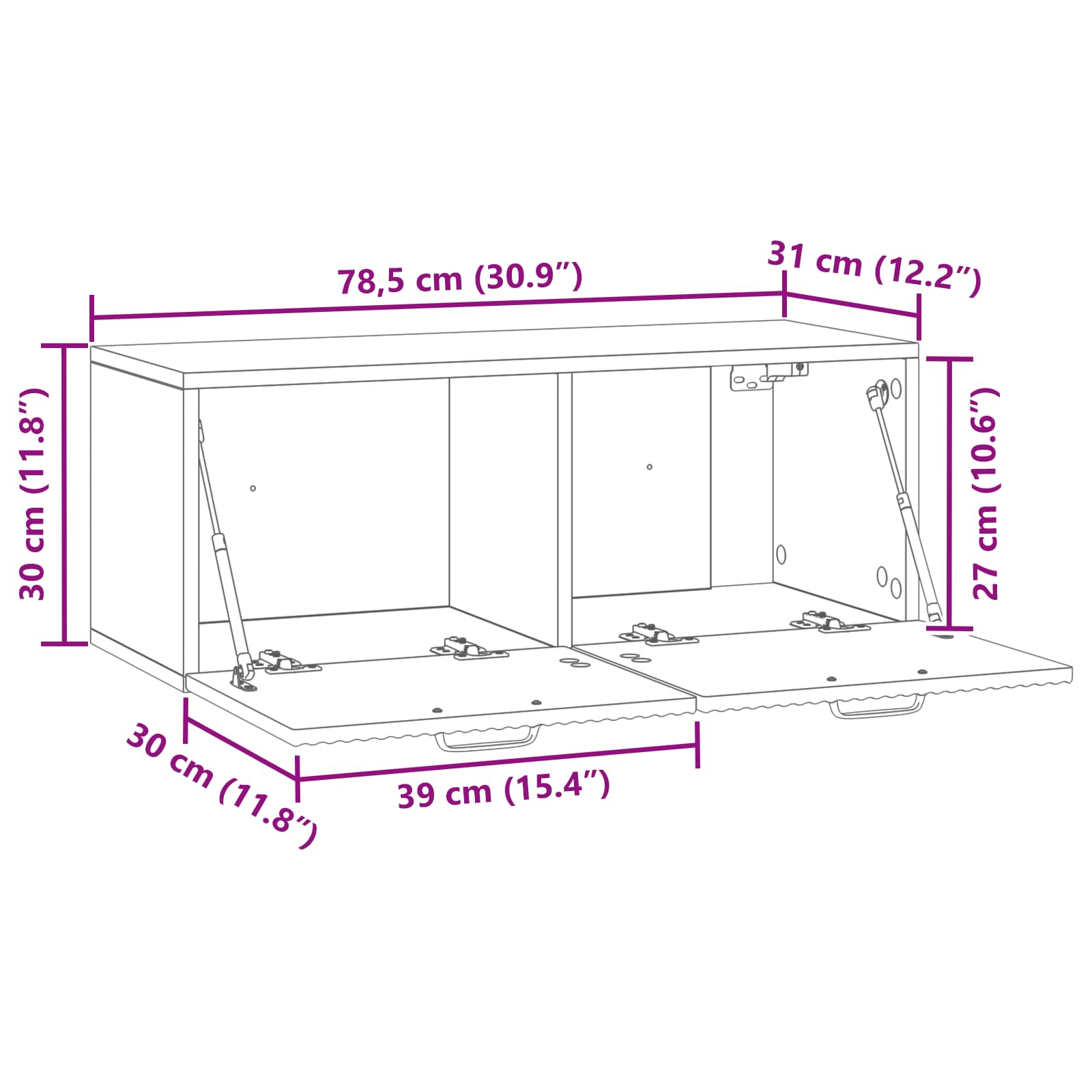 Wandmontierter TV-Schrank Hochglanz Weiß 78,5 x 31 x 30 cm