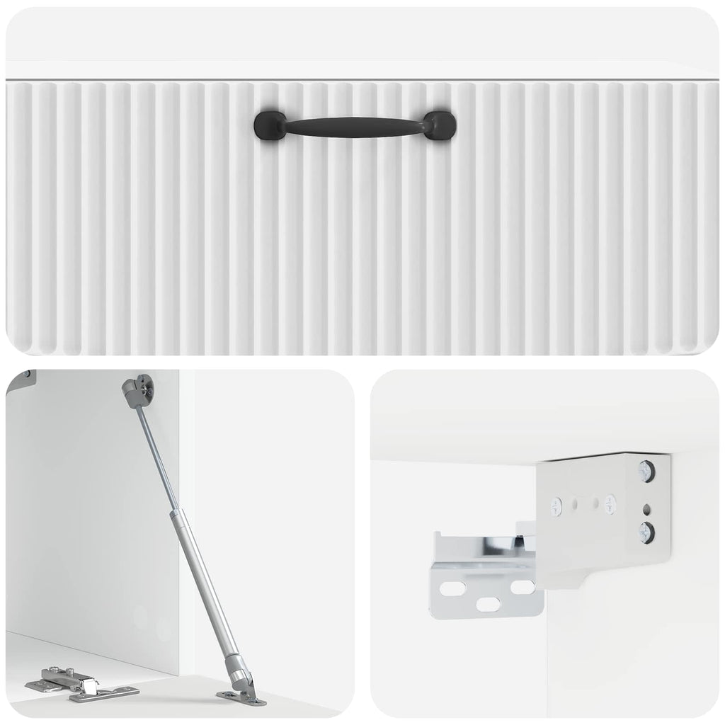 Wandmontierter TV-Schrank Hochglanz Weiß 98 x 31 x 30 cm