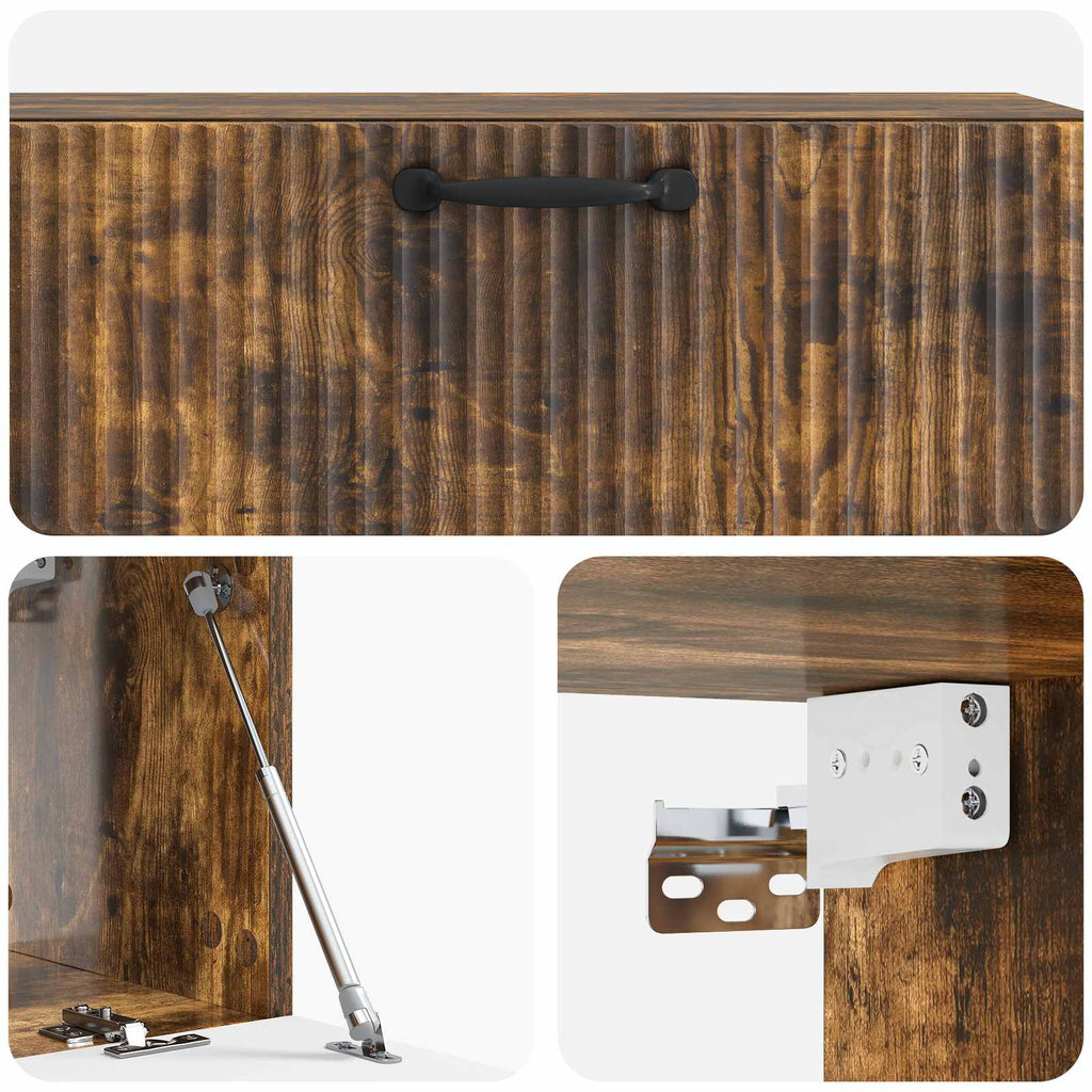 Wandmontierter TV-Schrank Geräucherte Eiche 98 x 31 x 30 cm