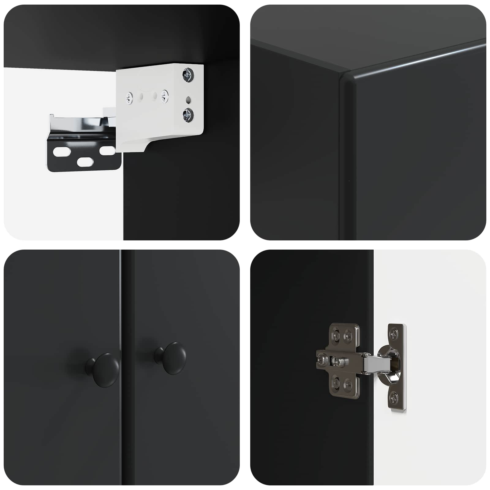 Wandschrank Schwarz 66 x 34,5 x 90 cm Holzwerkstoff