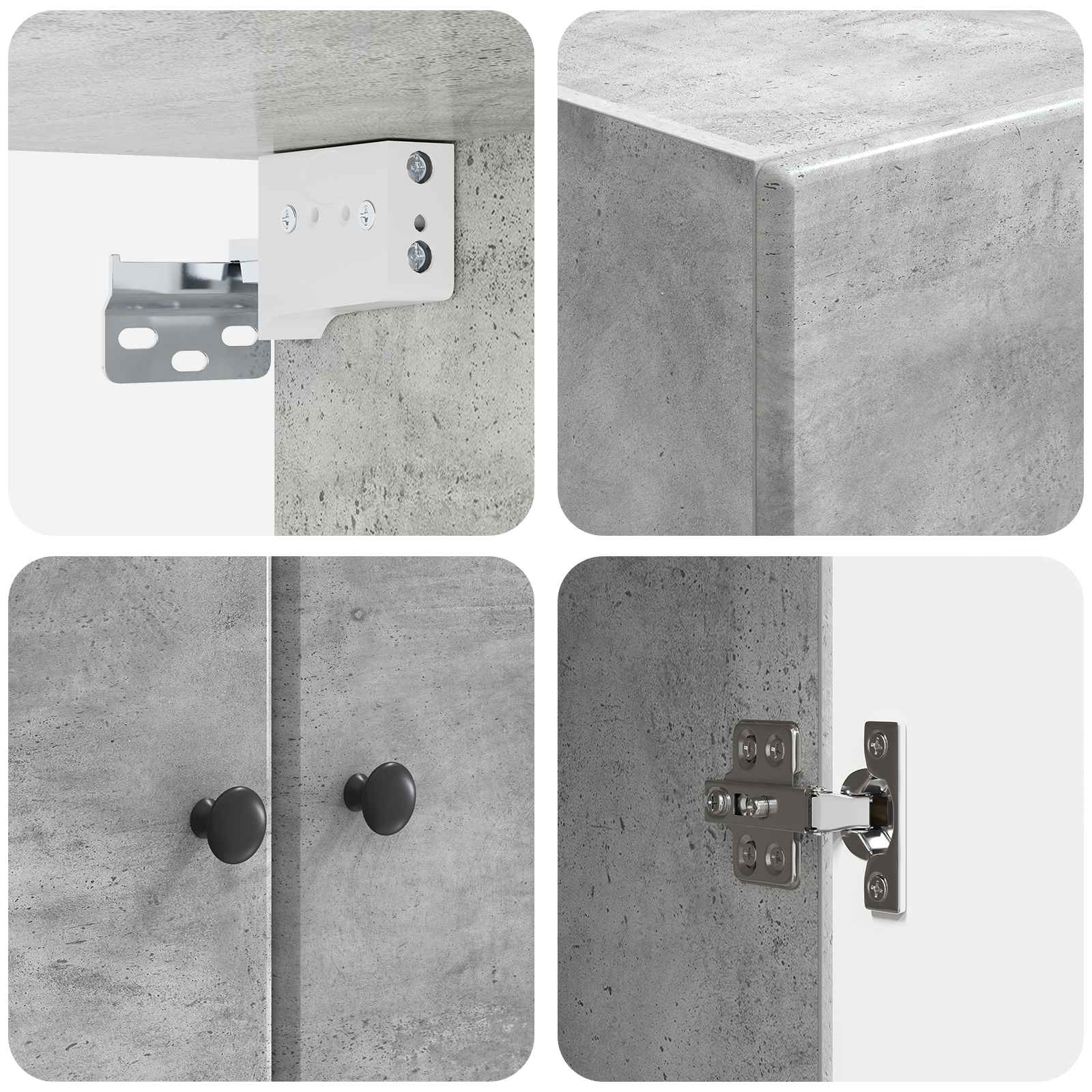 Wandschrank Betongrau 66 x 34,5 x 90 cm Holzwerkstoff