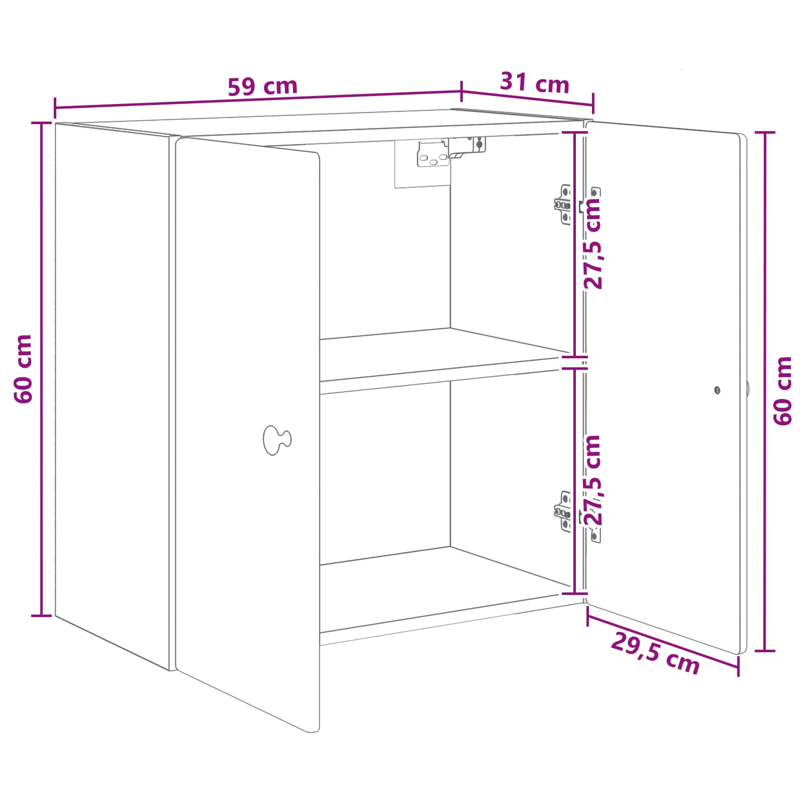 Wandschrank Grau Sonoma 59 x 31 x 60 cm Holzwerkstoff