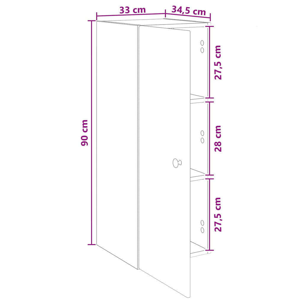 Wandschrank Altholz 33 x 34,5 x 90 cm Holzwerkstoff