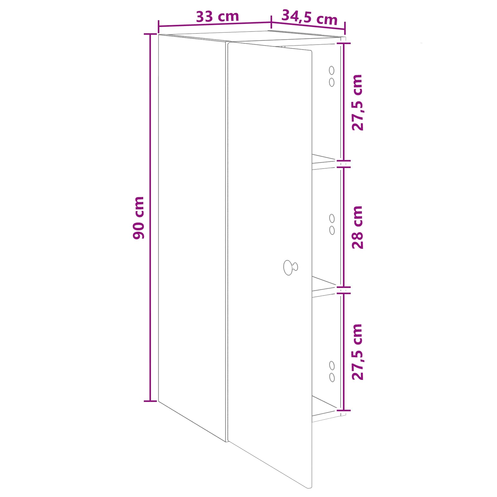 Wandschrank Altholz 33 x 34,5 x 90 cm Holzwerkstoff