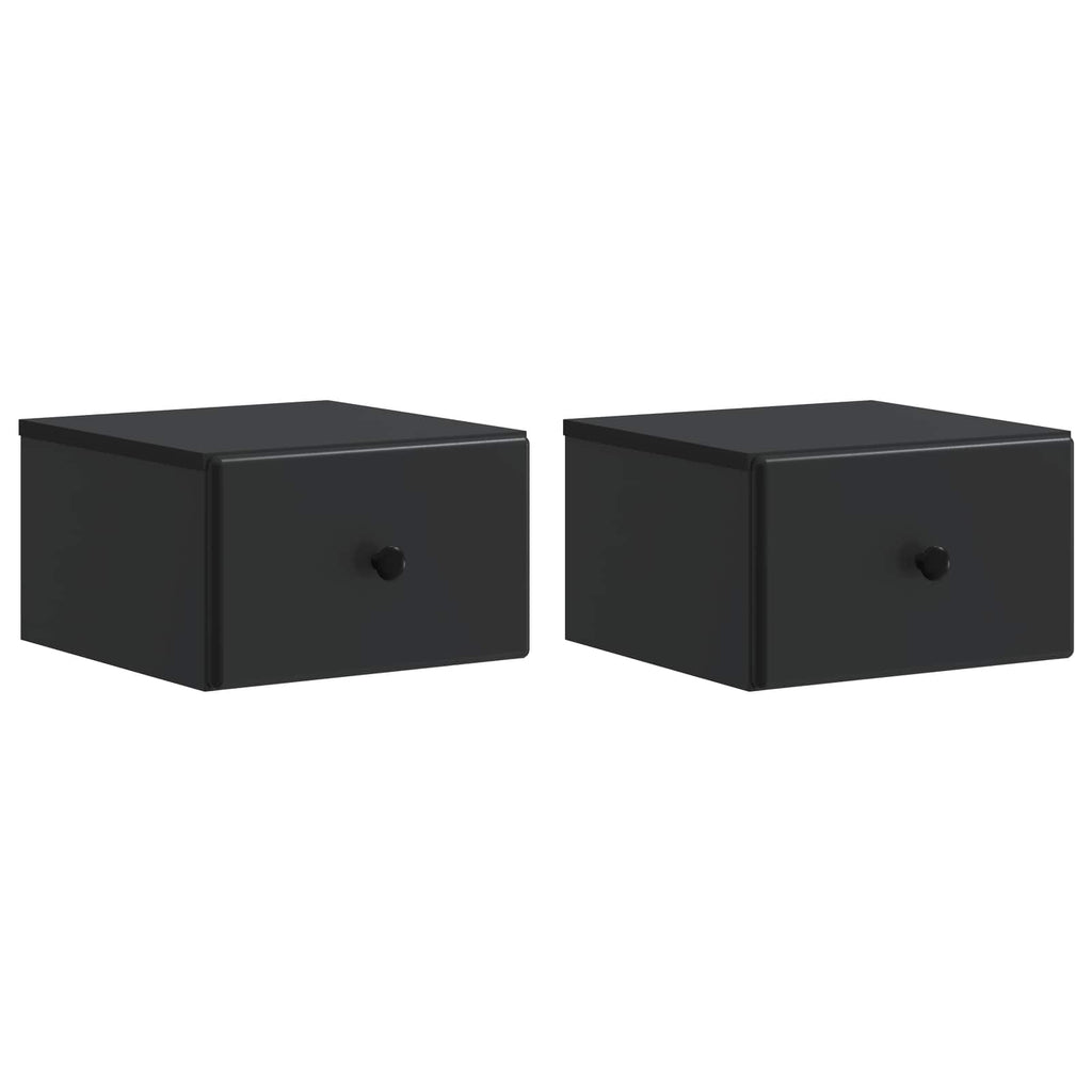 Wandmontierter Nachttisch 2 pcs Schwarz 34,5 x 33 x 20 cm