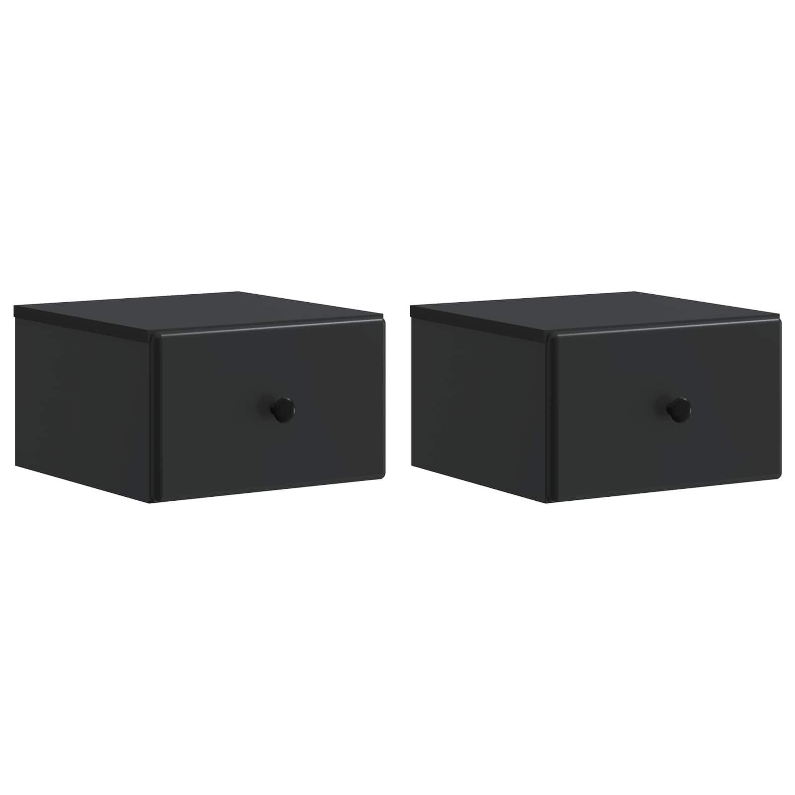 Wandmontierter Nachttisch 2 pcs Schwarz 34,5 x 33 x 20 cm