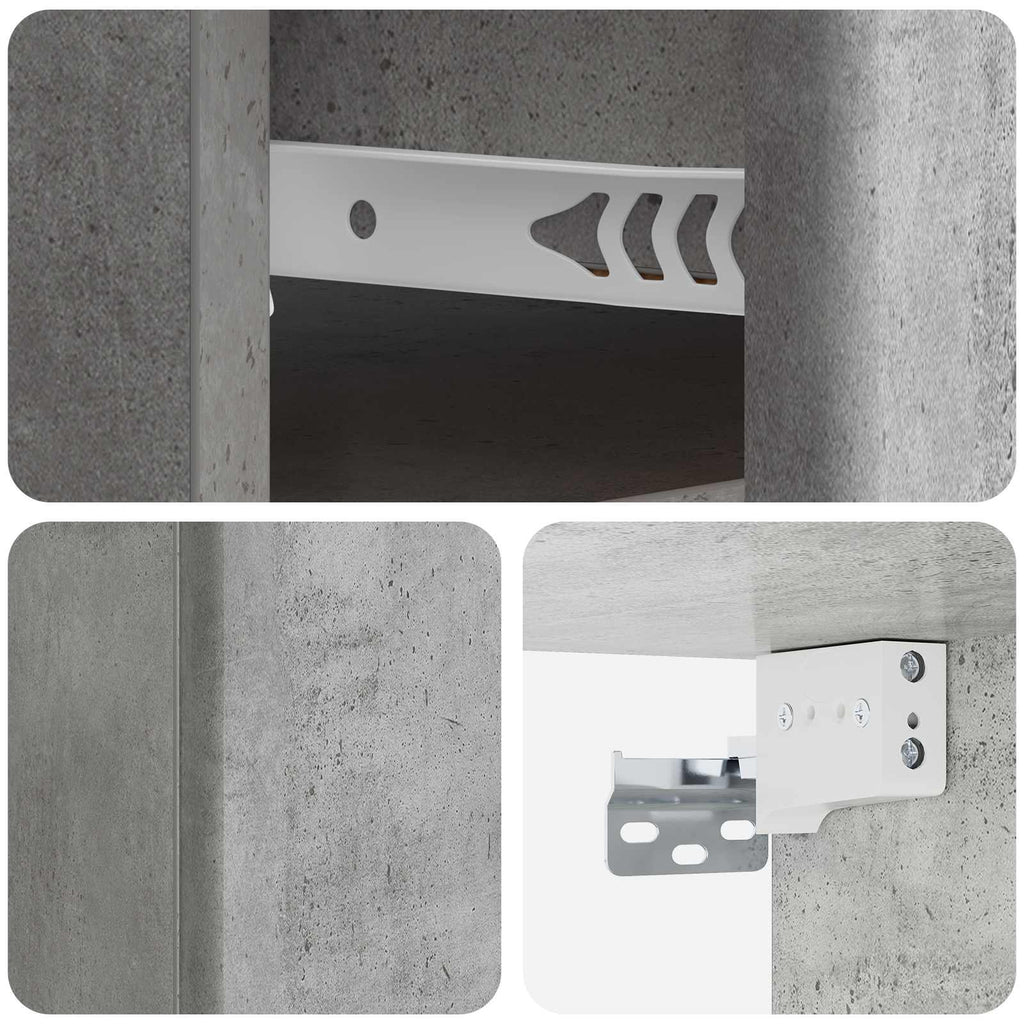 Wandmontierter Nachttisch 2 pcs Betongrau 34,5 x 33 x 20 cm