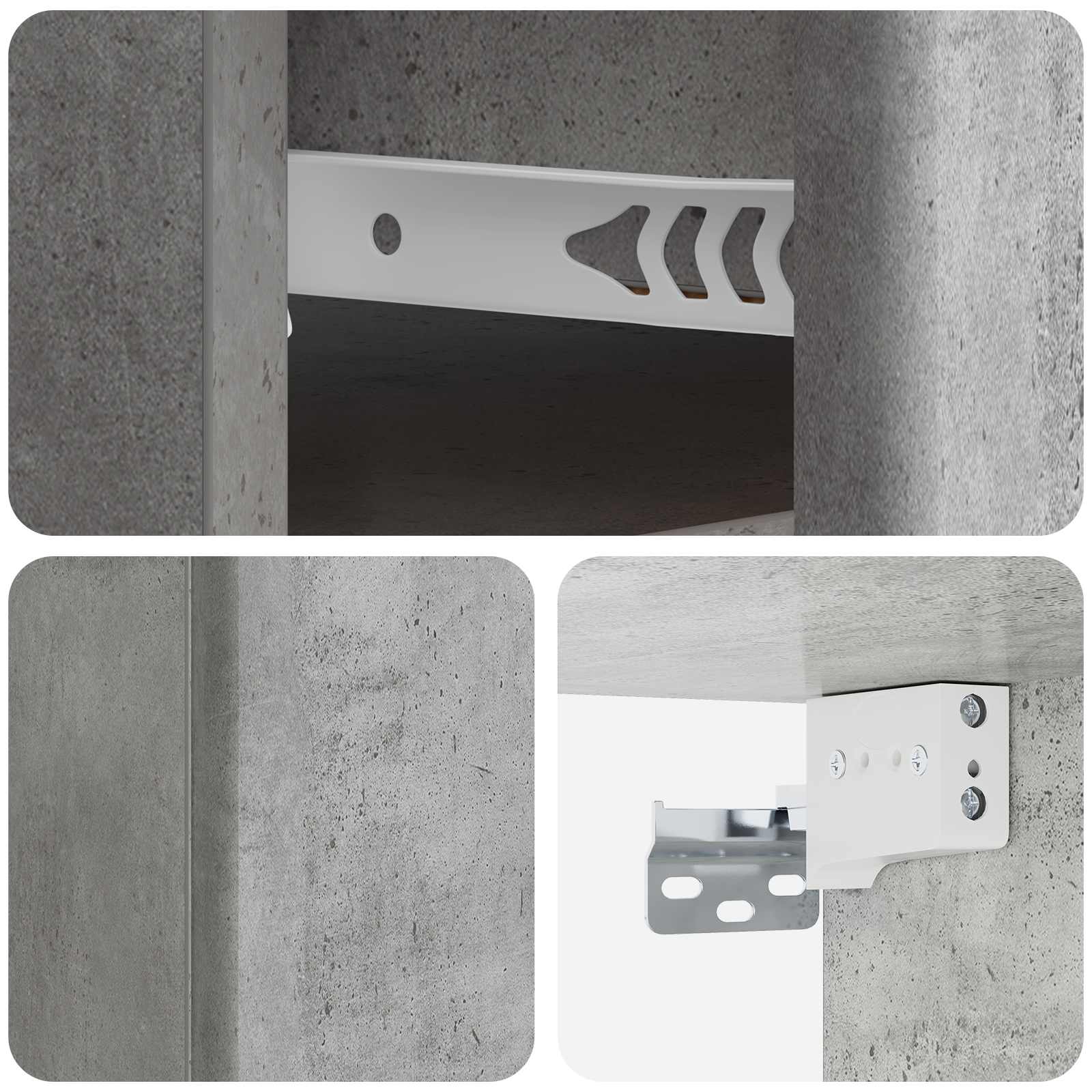 Wandmontierter Nachttisch 2 pcs Betongrau 34,5 x 33 x 20 cm