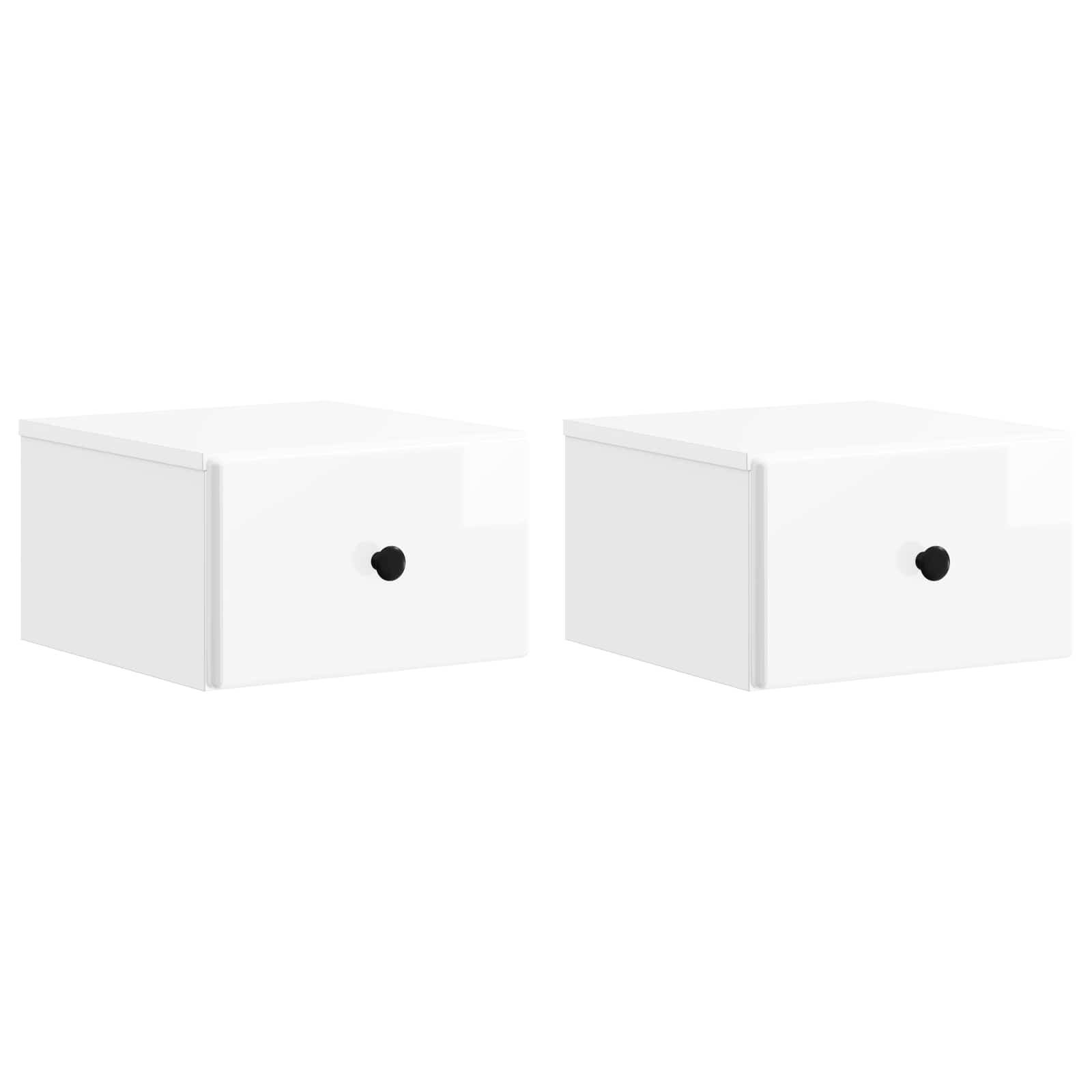 Wandmontierter Nachttisch 2 pcs Hochglanz Weiß Holzwerkstoff