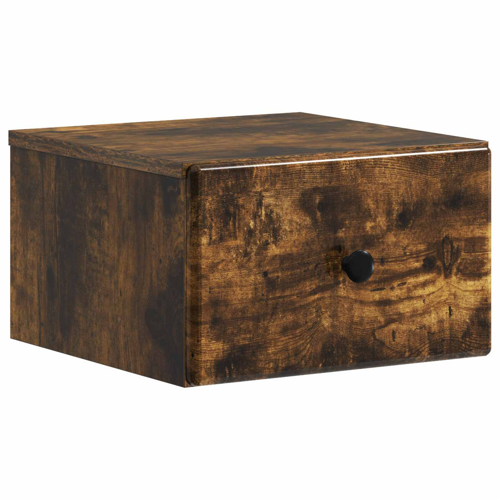 Wandmontierter Nachttisch 2 pcs Geräucherte Eiche Holzwerkstoff