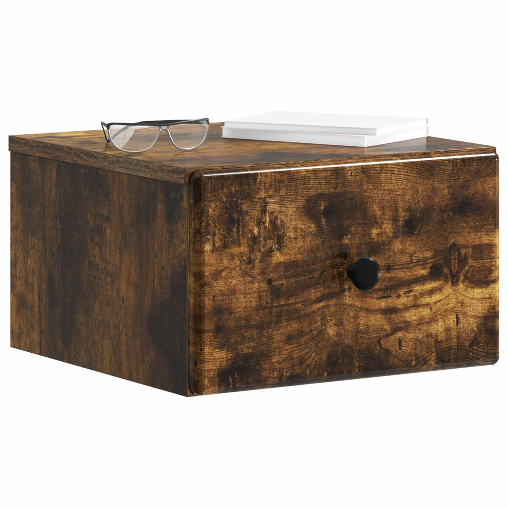 Wandmontierter Nachttisch 2 pcs Geräucherte Eiche Holzwerkstoff