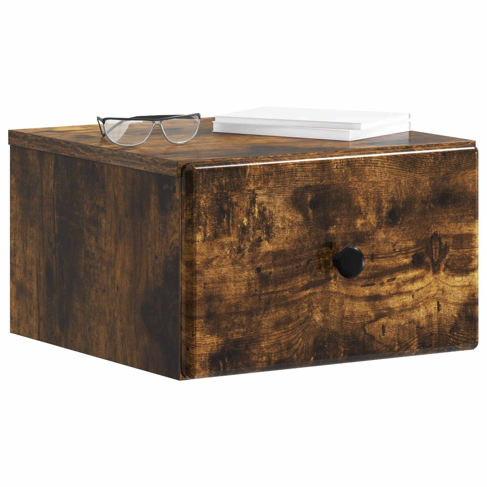 Wandmontierter Nachttisch 2 pcs Geräucherte Eiche Holzwerkstoff
