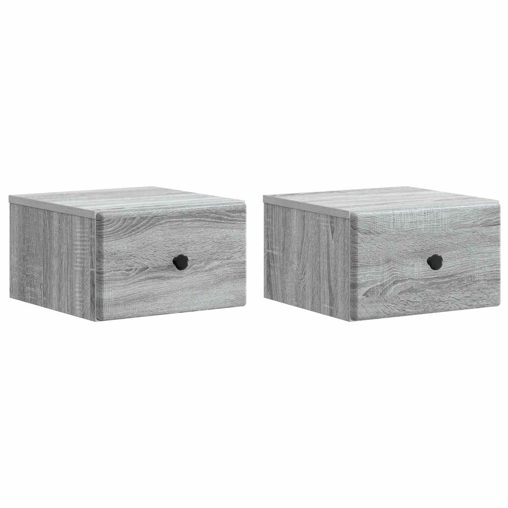 Wandmontierter Nachttisch 2 pcs Graues Sonoma 34,5 x 33 x 20 cm