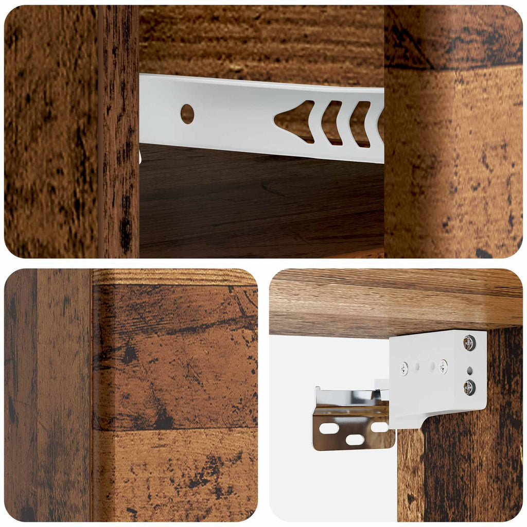 Wandmontierter Nachttisch 2 pcs Altholz 34,5 x 33 x 20 cm