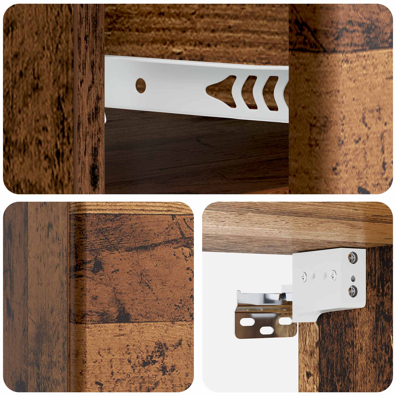 Wandmontierter Nachttisch 2 pcs Altholz 34,5 x 33 x 20 cm