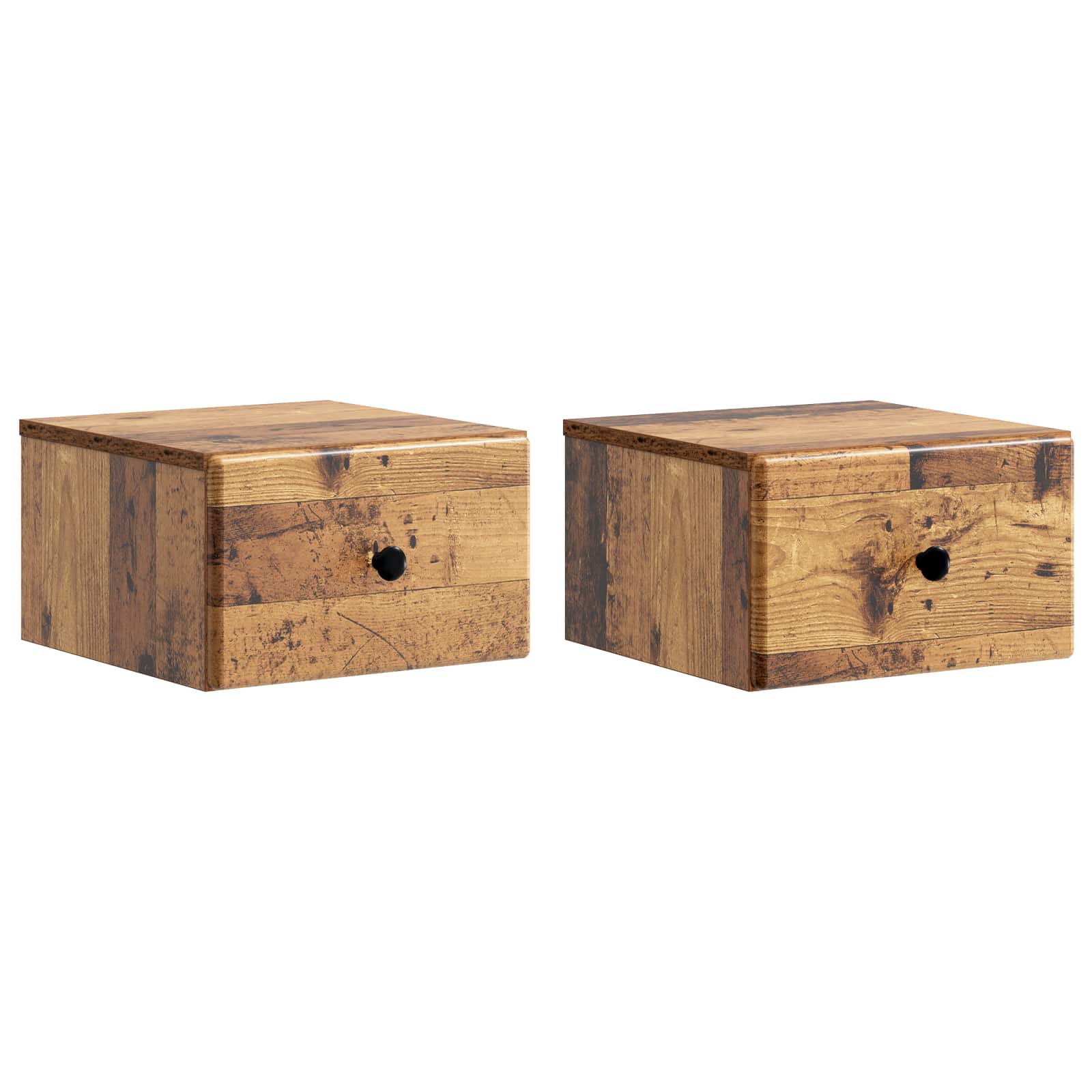 Wandmontierter Nachttisch 2 pcs Altholz 34,5 x 33 x 20 cm