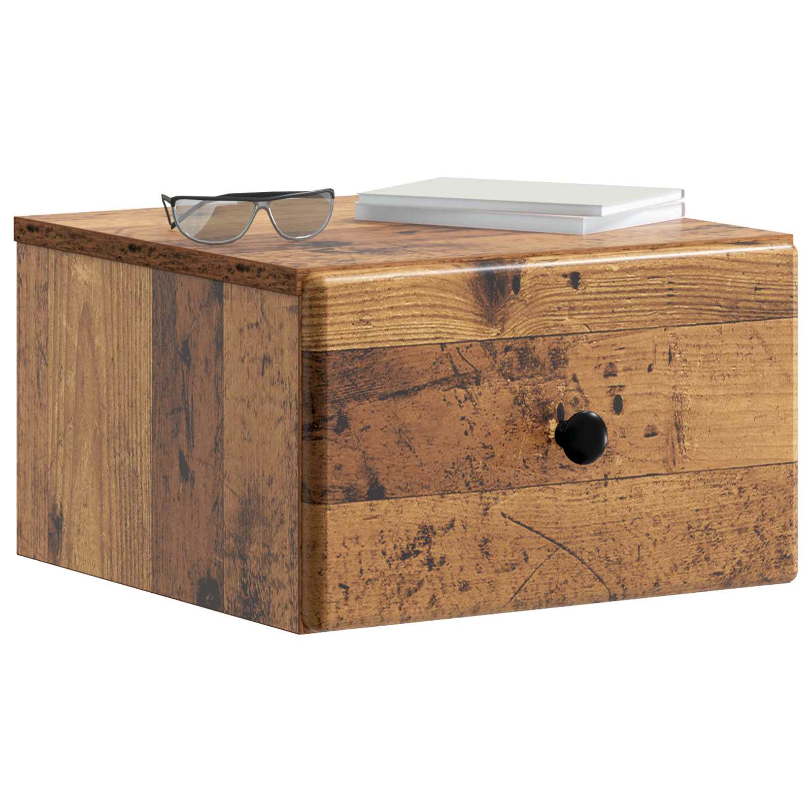 Wandmontierter Nachttisch 2 pcs Altholz 34,5 x 33 x 20 cm