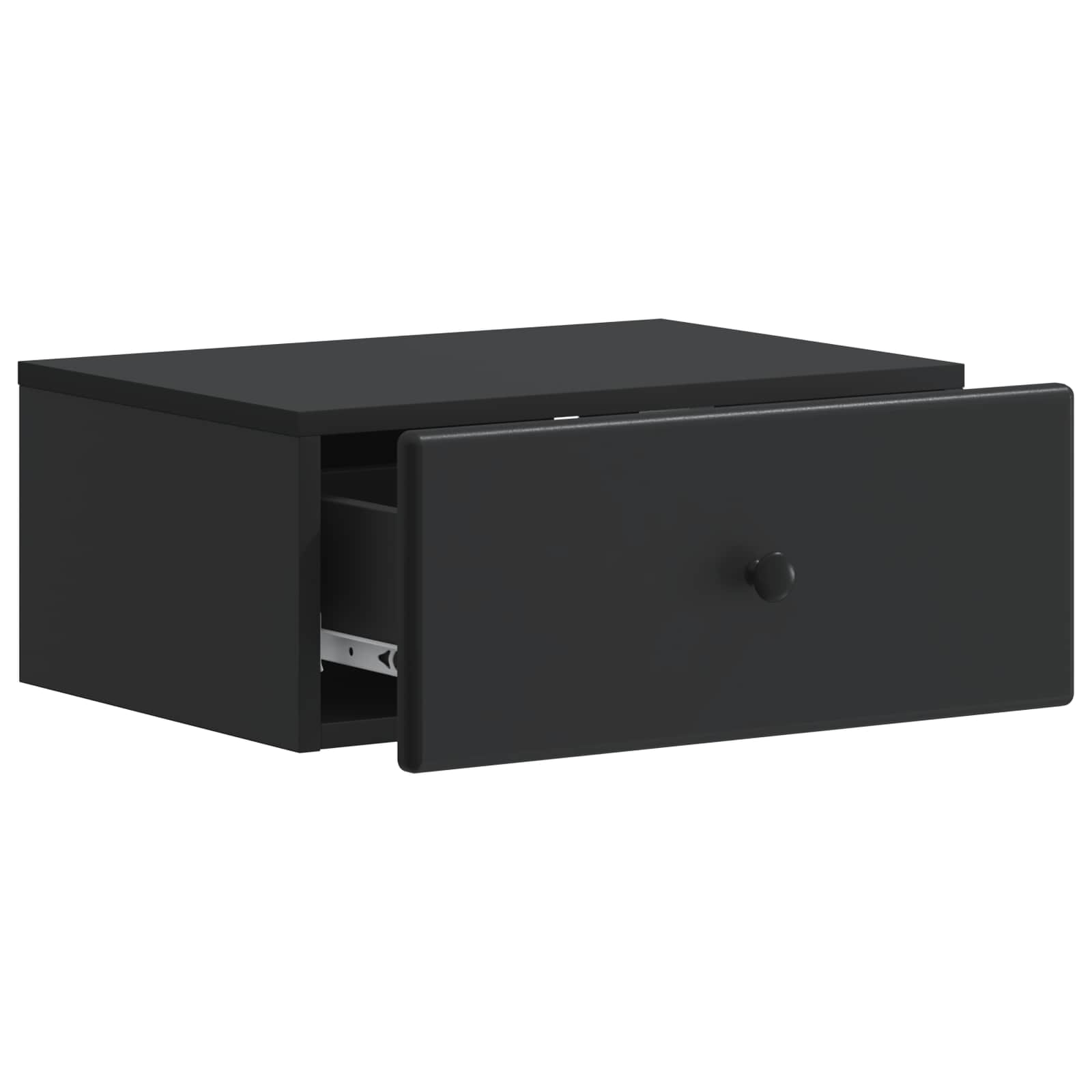 Wandmontierter Nachttisch Schwarz 49 x 34,5 x 20 cm