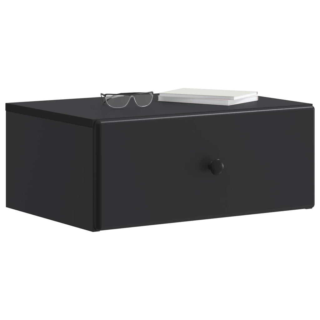Wandmontierter Nachttisch Schwarz 49 x 34,5 x 20 cm