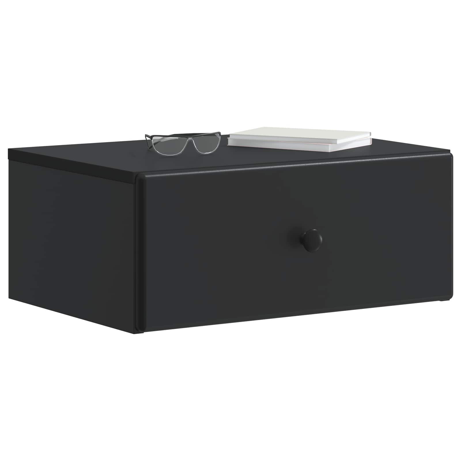 Wandmontierter Nachttisch Schwarz 49 x 34,5 x 20 cm