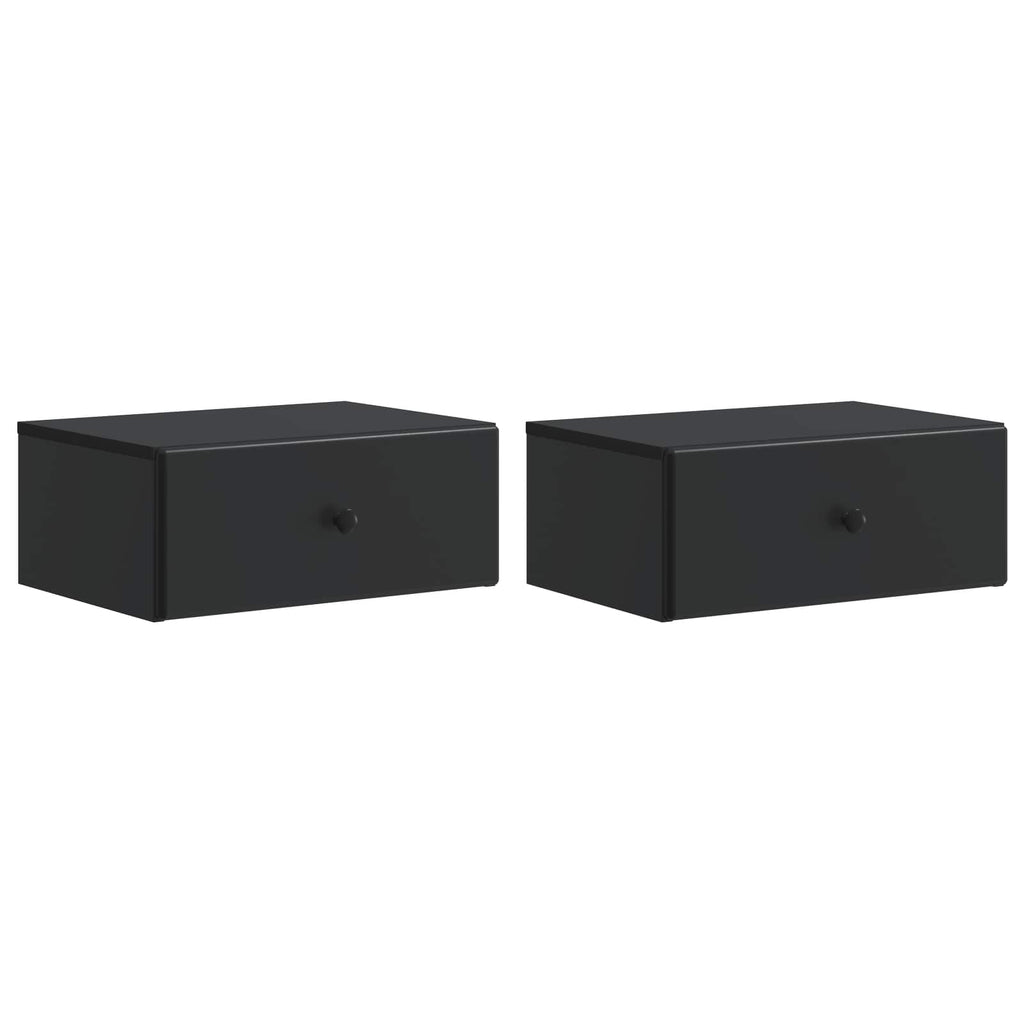 Wandmontierter Nachttisch 2 pcs Schwarz 49 x 34,5 x 20 cm