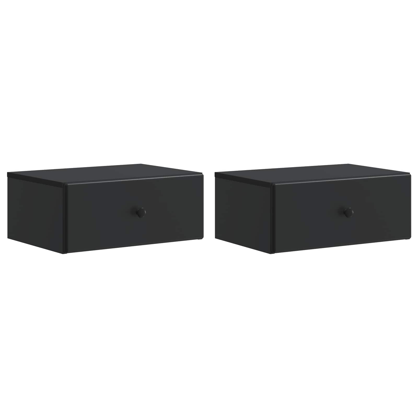 Wandmontierter Nachttisch 2 pcs Schwarz 49 x 34,5 x 20 cm