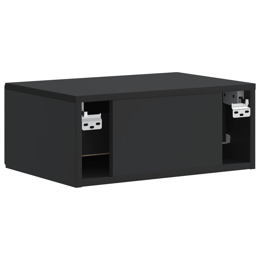 Wandmontierter Nachttisch 2 pcs Schwarz 49 x 34,5 x 20 cm