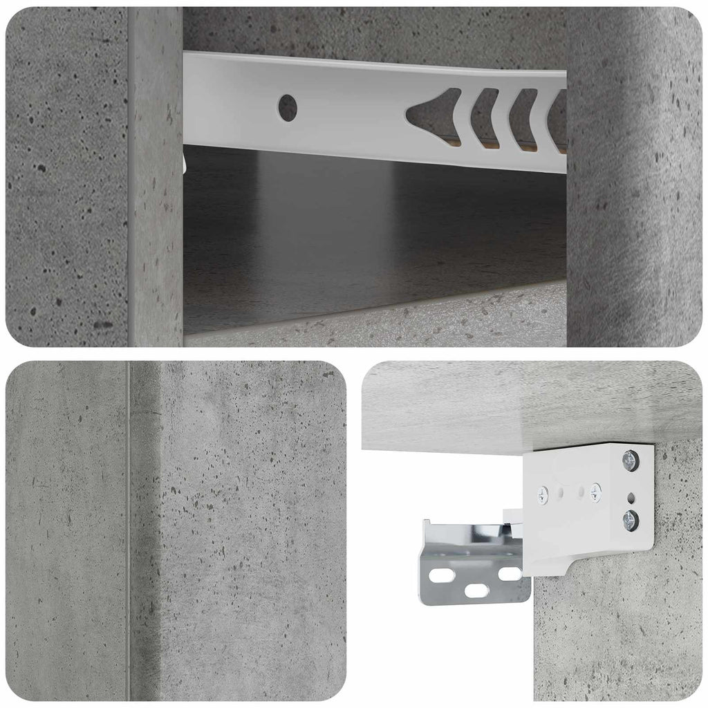 Wandmontierter Nachttisch 2 pcs Betongrau 49 x 34,5 x 20 cm