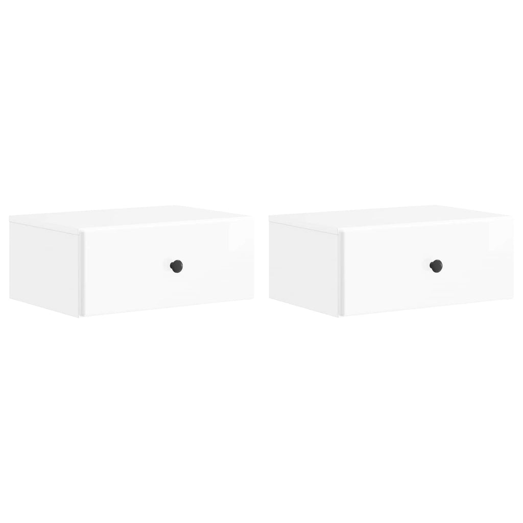 Wandmontierter Nachttisch 2 pcs Hochglanz Weiß Holzwerkstoff