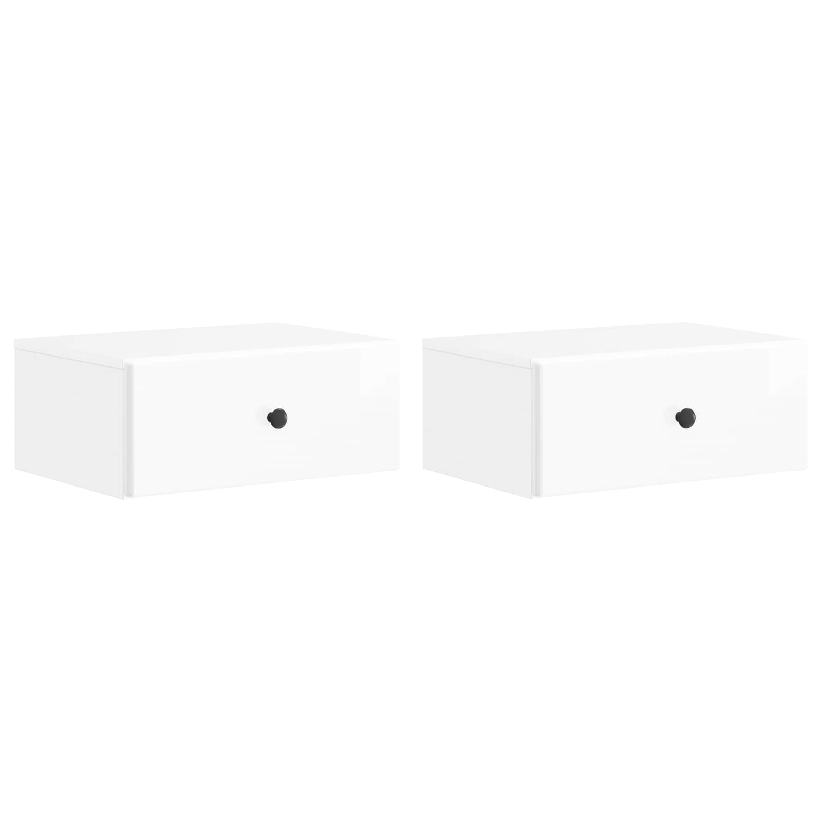 Wandmontierter Nachttisch 2 pcs Hochglanz Weiß Holzwerkstoff