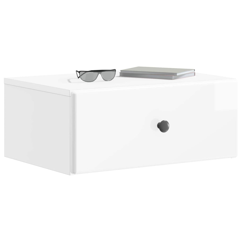 Wandmontierter Nachttisch 2 pcs Hochglanz Weiß Holzwerkstoff