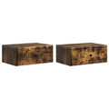 Wandmontierter Nachttisch 2 pcs Geräucherte Eiche Holzwerkstoff