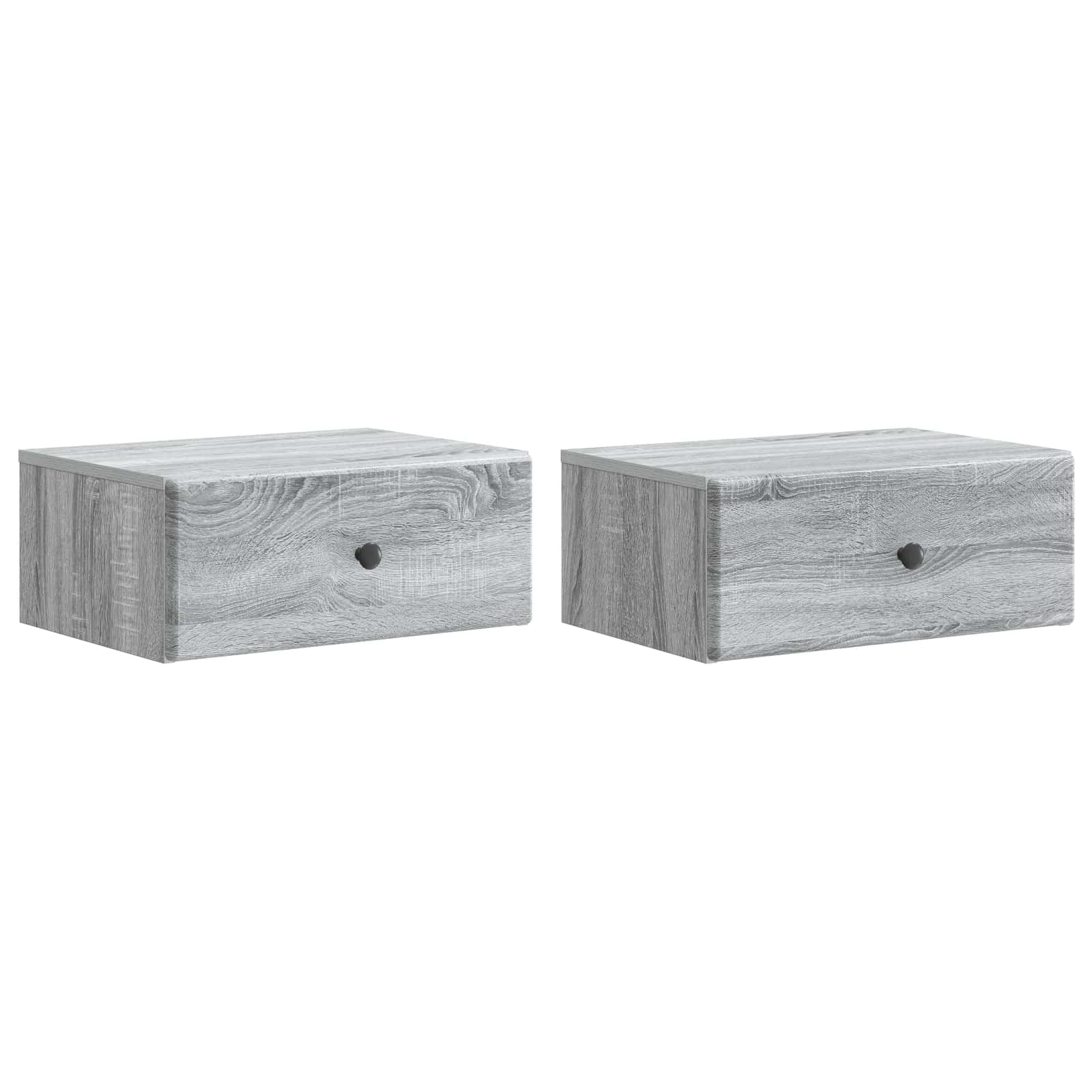 Wandmontierter Nachttisch 2 pcs Graues Sonoma 49 x 34,5 x 20 cm